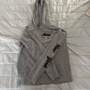 Aeropostale Gray Women's Hoodie with New York Sleeve Embroidery